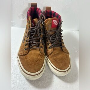 Vans Sk8-Hi MTE Brown Plaid Scotchgard Weather Resistant High Top Sneakers 8W6.5